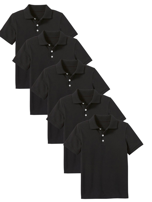 5-Pack School Uniform Tagless Polo Tshirt for Little Boys & Big Boys